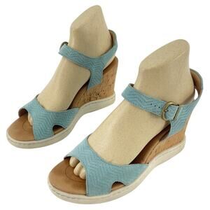 Born Aqua Perforated Leather Wedge Sandals Women’s Size 9 Pre-Owned